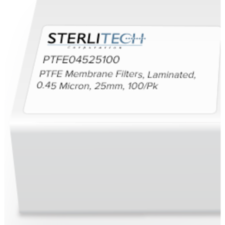 STERLITECH PTFE Laminated Membrane Filters, 0.45 Micron, 25mm, PK100 PTFE04525100